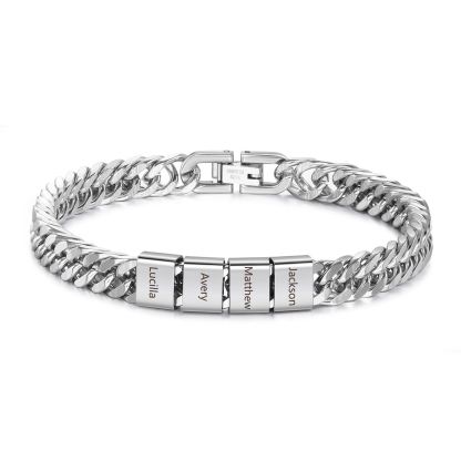 Pulsera personalizada con 2-6 nombres para hombre con grabado personalizado - regalo para padre abuelo | Jessemade