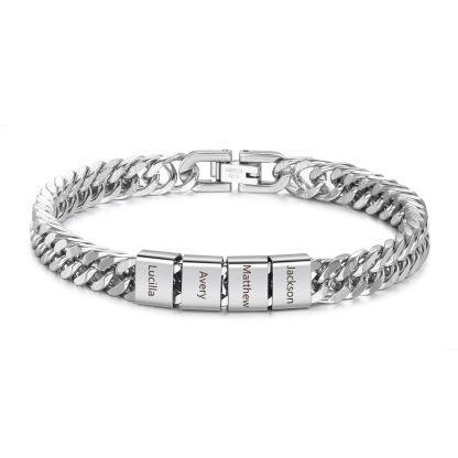 Pulsera personalizada con nombre para hombre con grabado personalizado - regalo para abuelo | Jessemade