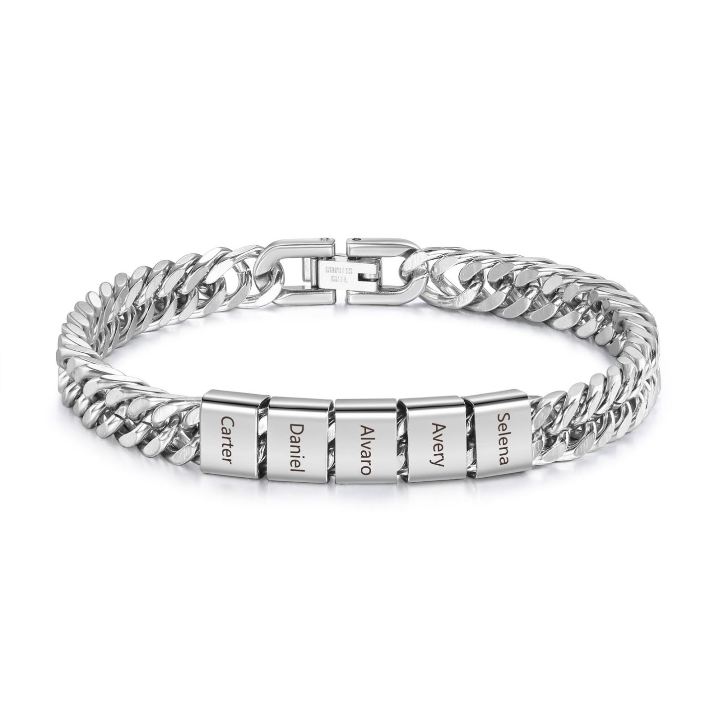 Pulsera personalizada con 2-6 nombres para hombre con grabado personalizado - regalo para padre abuelo | Jessemade