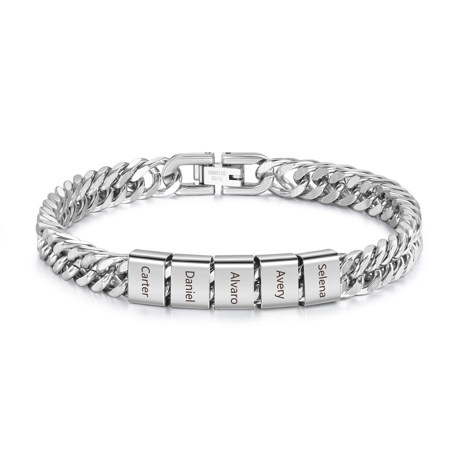 Pulsera personalizada con 2-6 nombres para hombre con grabado personalizado - regalo para padre abuelo | Jessemade