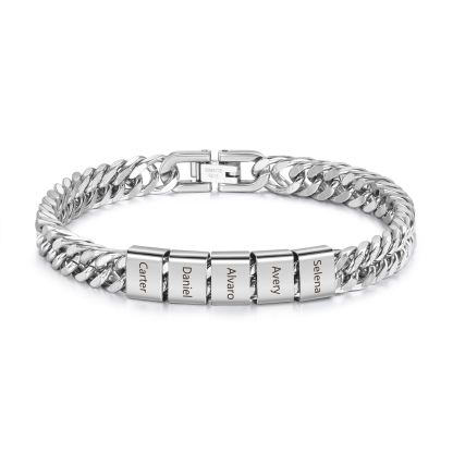 Pulsera personalizada con 2-6 nombres para hombre con grabado personalizado - regalo para padre abuelo | Jessemade