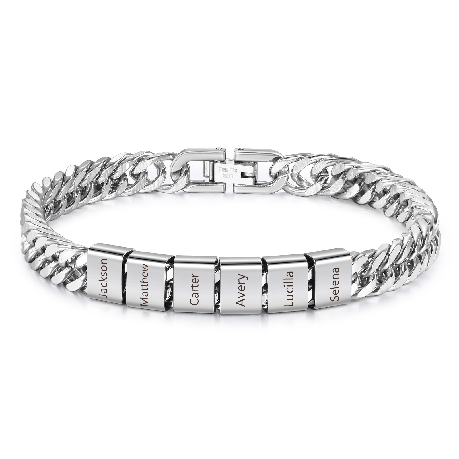 Pulsera personalizada con 2-6 nombres para hombre con grabado personalizado - regalo para padre abuelo | Jessemade