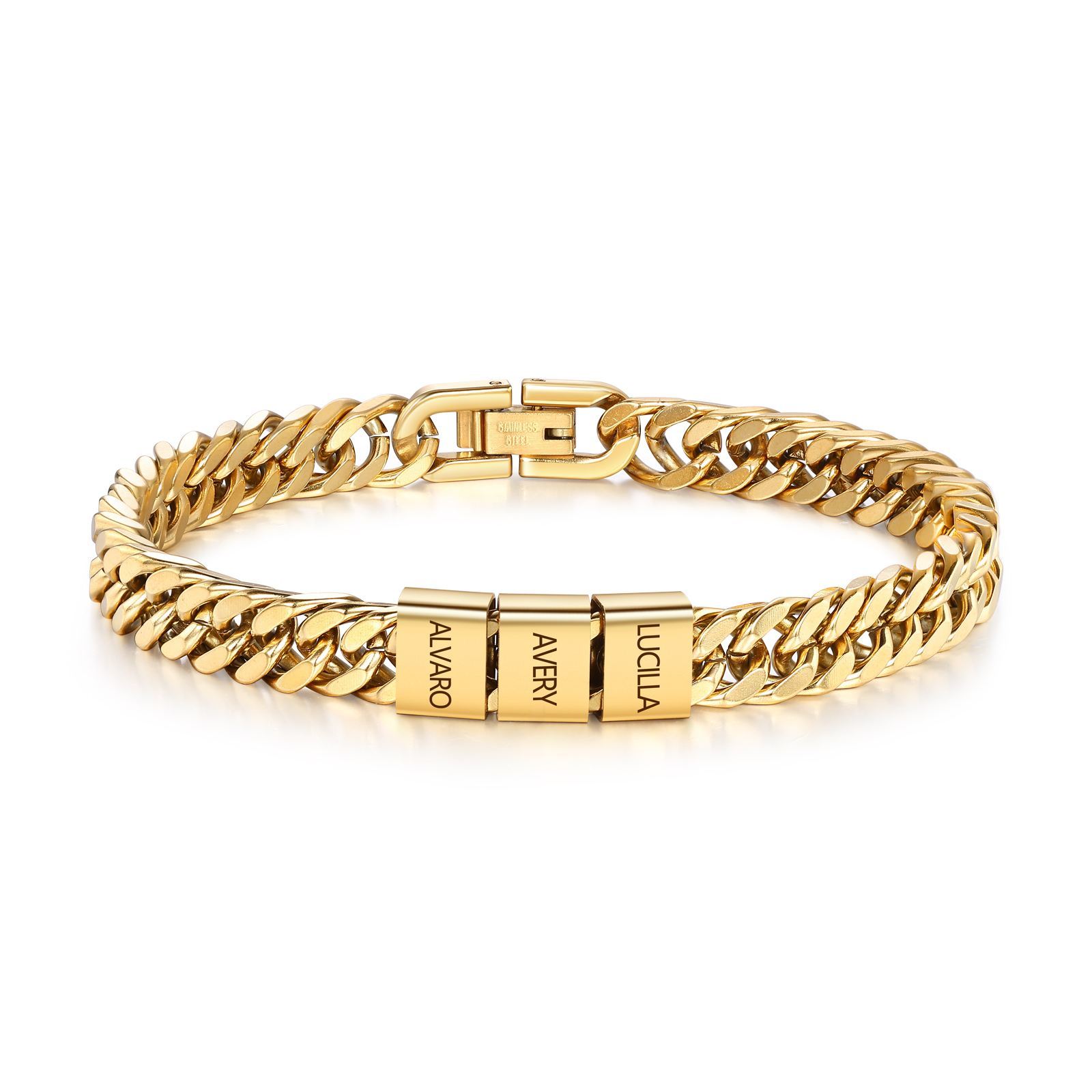 Pulsera personalizada con 2-6 nombres para hombre con grabado personalizado - regalo para padre abuelo | Jessemade