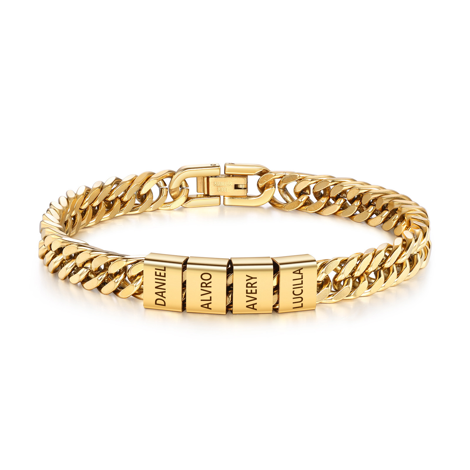 Pulsera personalizada con 2-6 nombres para hombre con grabado personalizado - regalo para padre abuelo | Jessemade