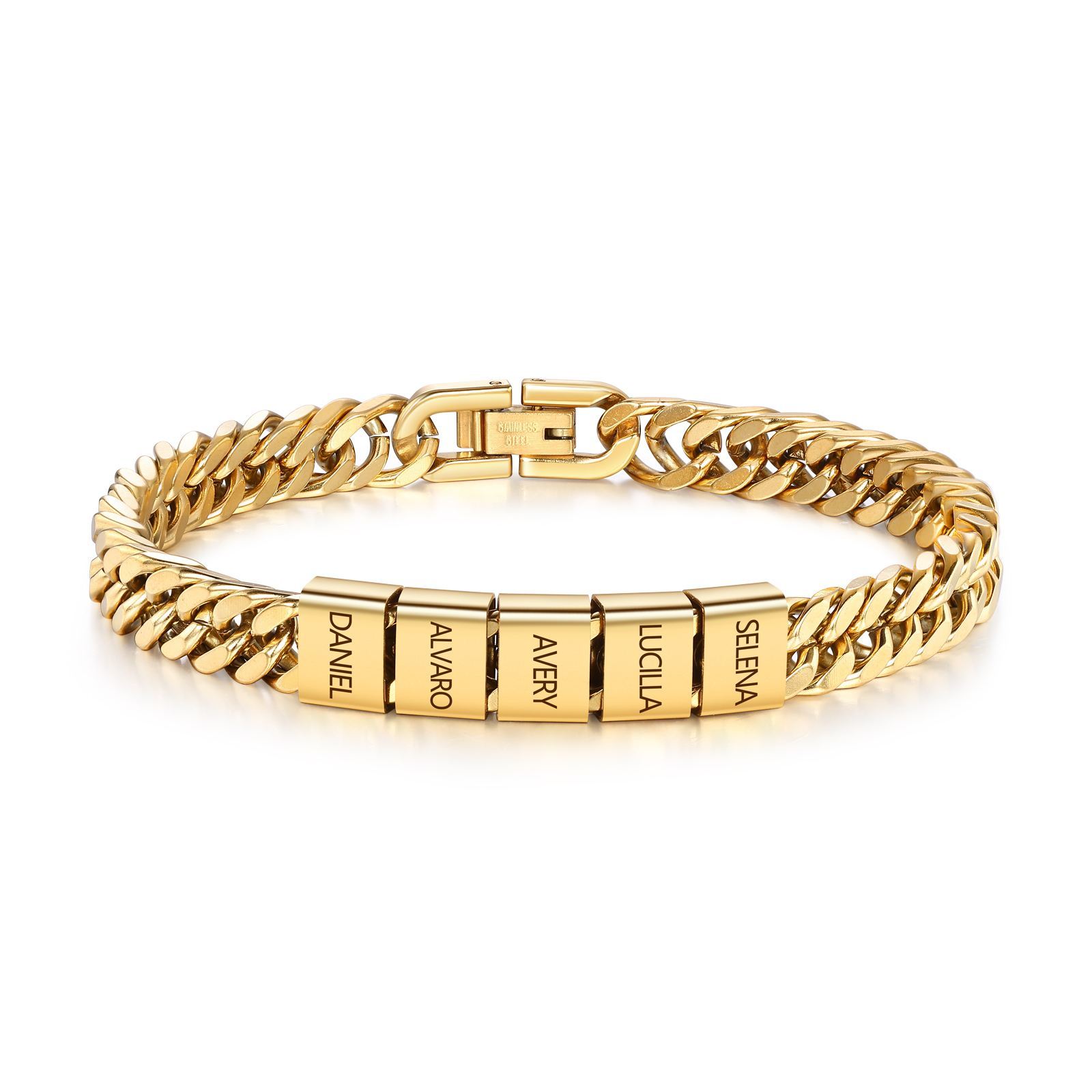 Pulsera personalizada con 2-6 nombres para hombre con grabado personalizado - regalo para padre abuelo | Jessemade