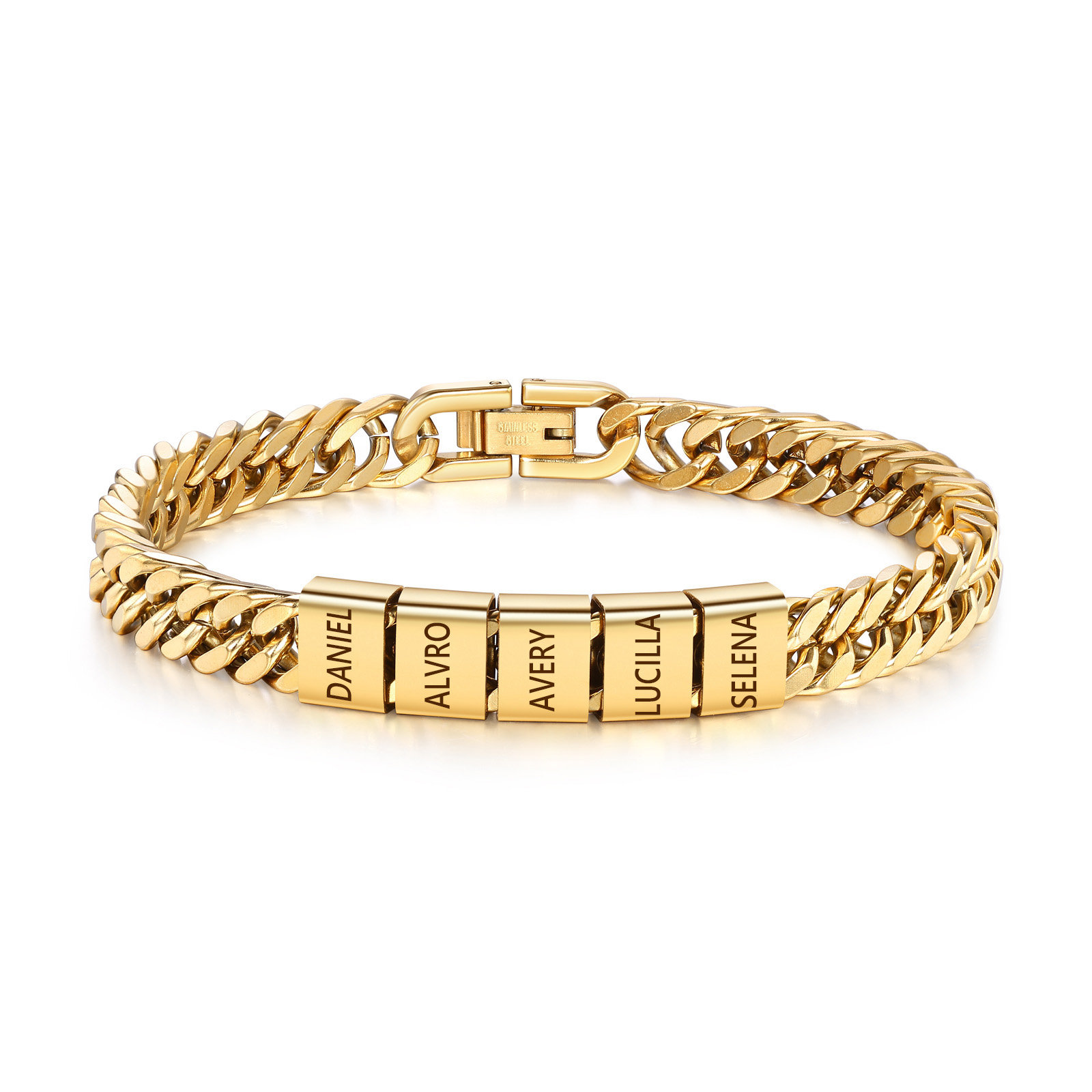 Pulsera personalizada con 2-6 nombres para hombre con grabado personalizado - regalo para padre abuelo | Jessemade