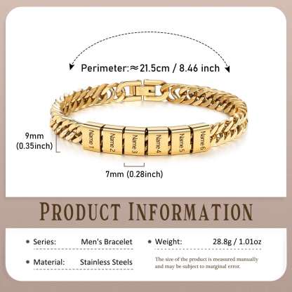 Pulsera personalizada con 2-6 nombres para hombre con grabado personalizado - regalo para padre abuelo | Jessemade