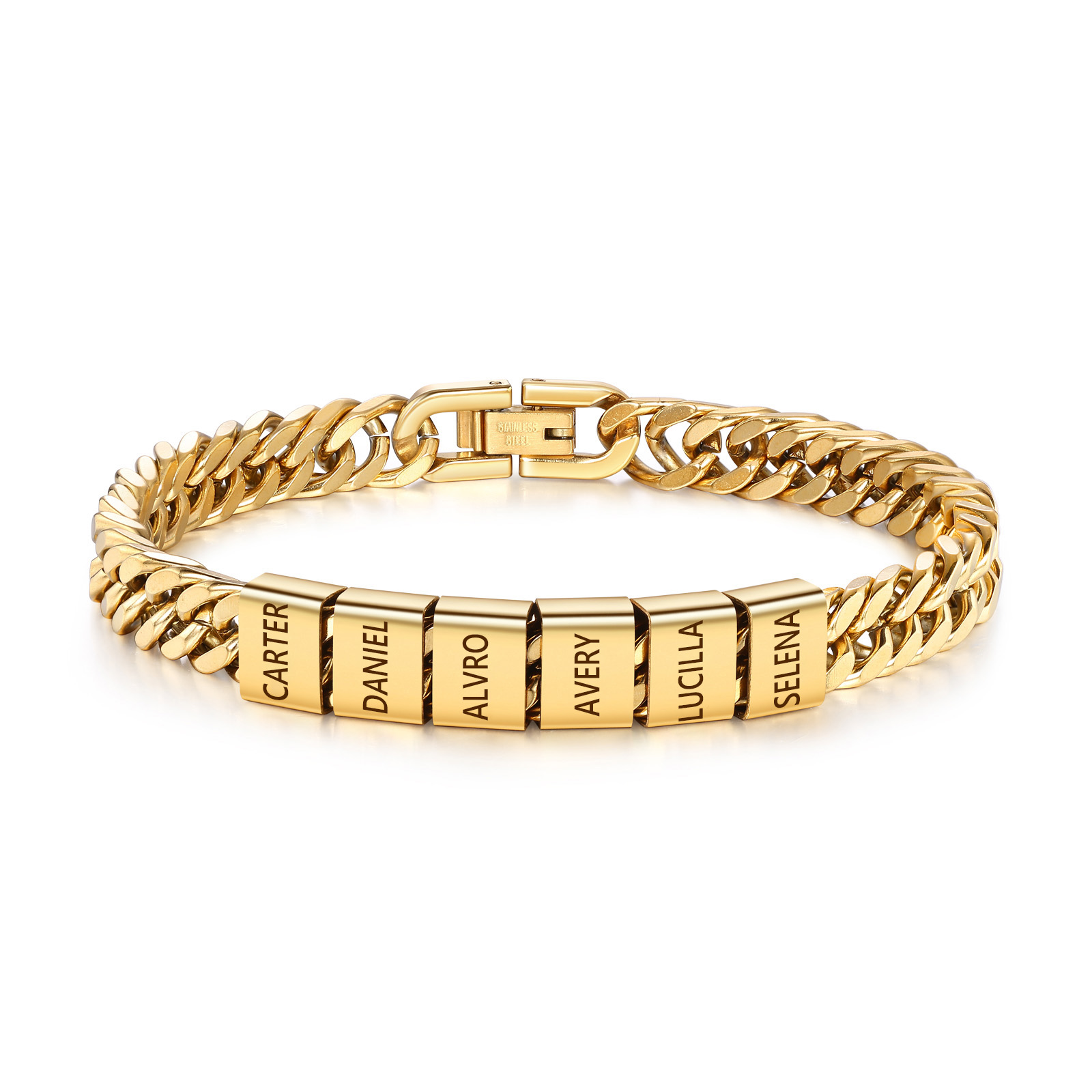 Pulsera personalizada con 2-6 nombres para hombre con grabado personalizado - regalo para padre abuelo | Jessemade