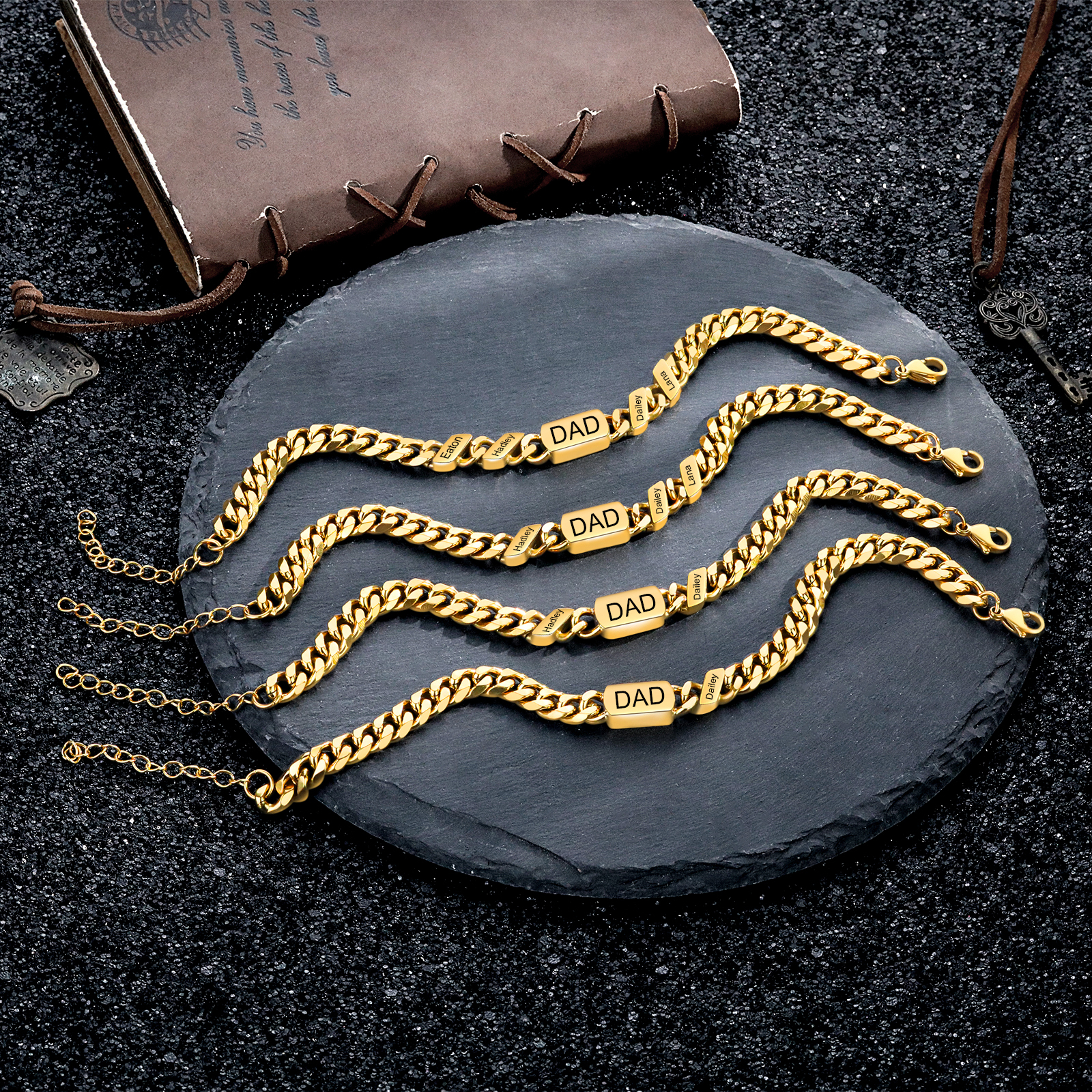 Pulsera de cadena con 1-6 nombres y texto pulsera personalizada para hombre | Jessemade