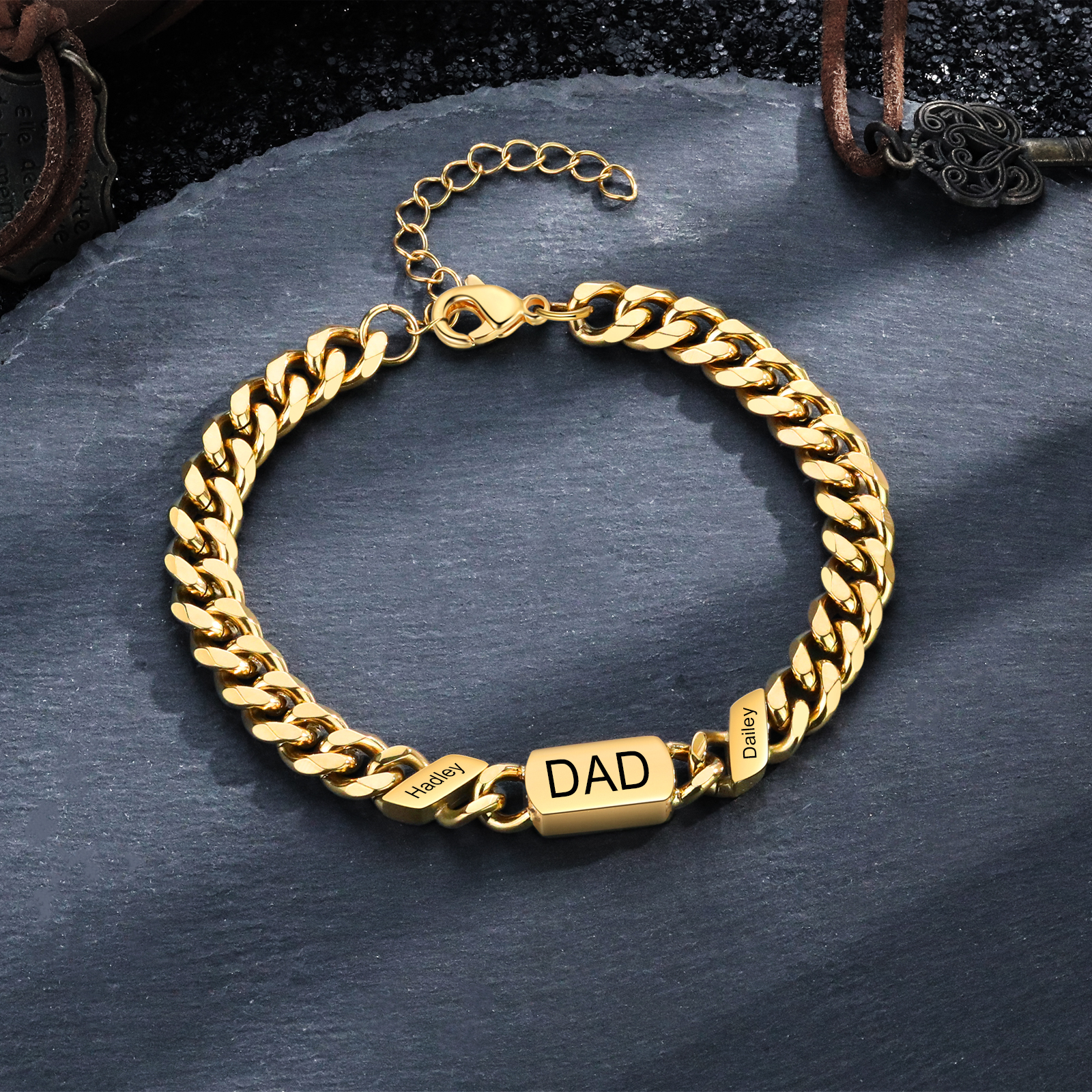 Pulsera de cadena con 1-6 nombres y texto pulsera personalizada para hombre | Jessemade