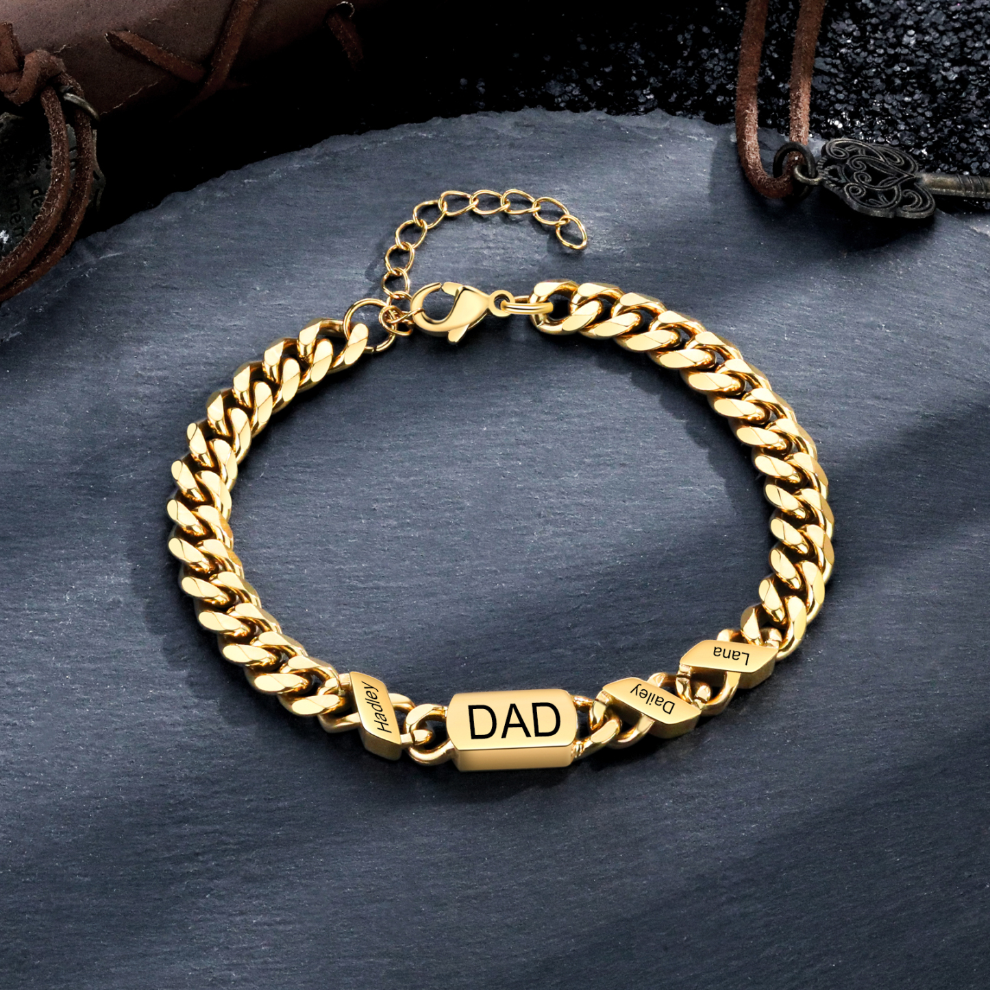 Pulsera de cadena con 1-6 nombres y texto pulsera personalizada para hombre | Jessemade
