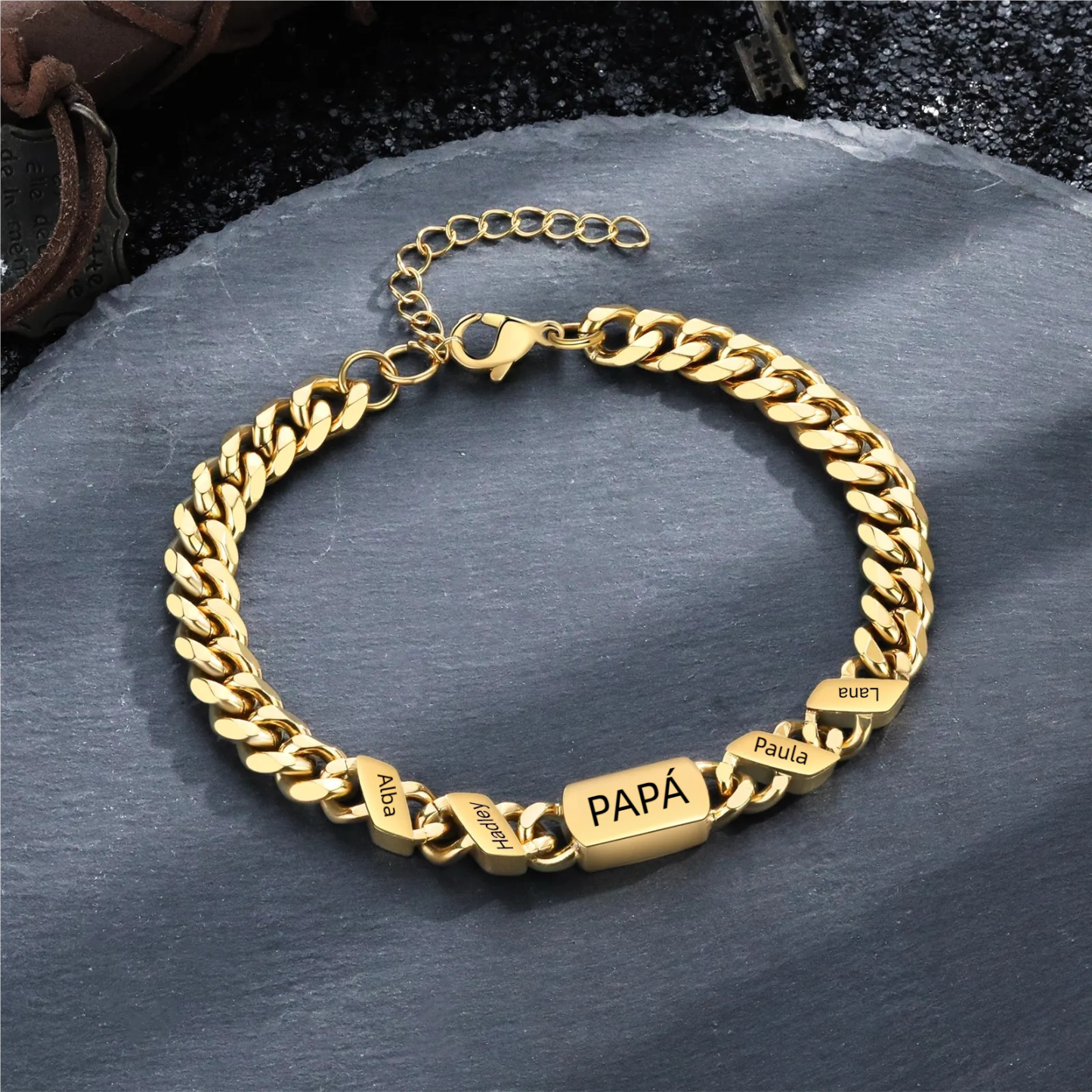 Pulsera de cadena con 1-6 nombres y texto pulsera personalizada para hombre | Jessemade