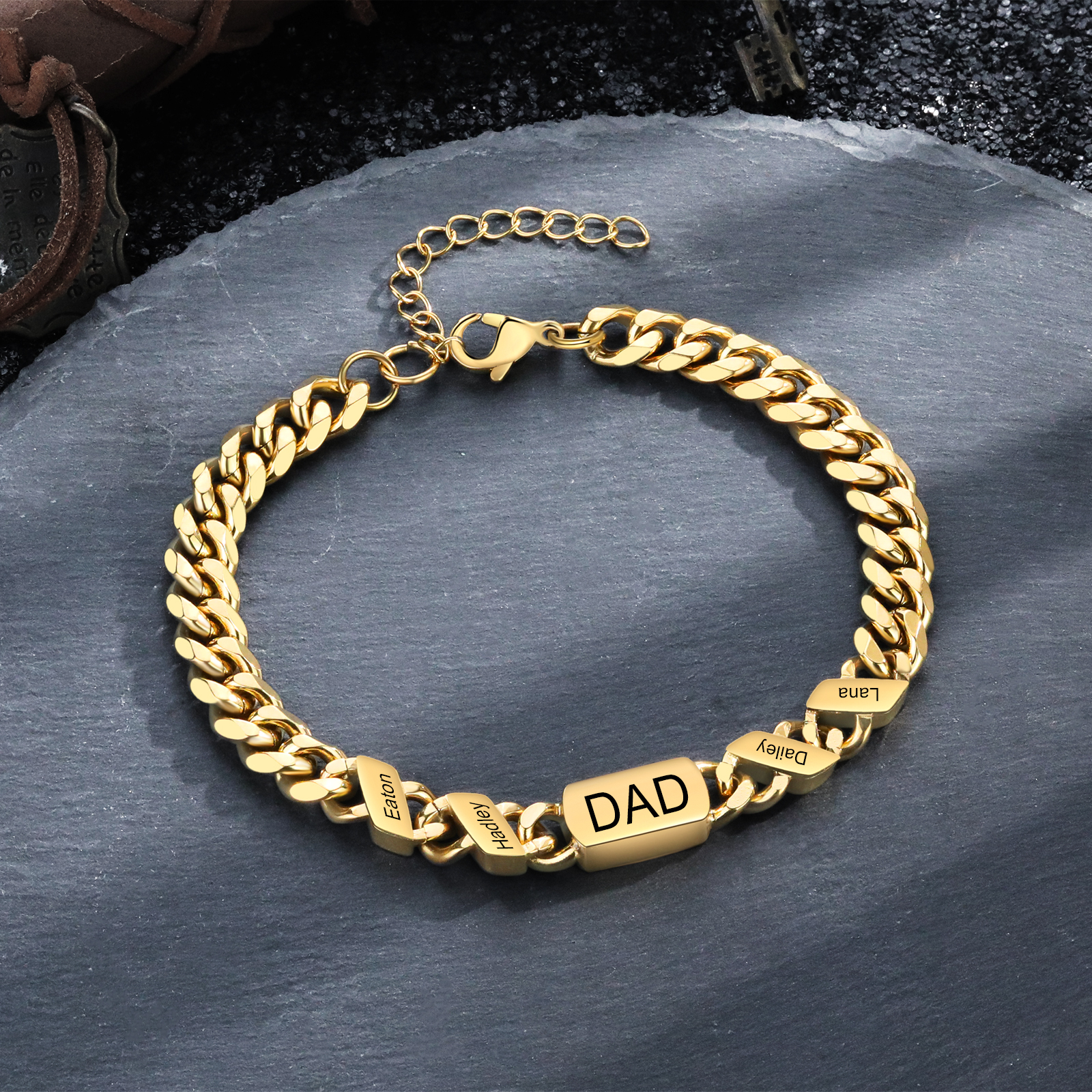 Pulsera de cadena con 1-6 nombres y texto pulsera personalizada para hombre | Jessemade