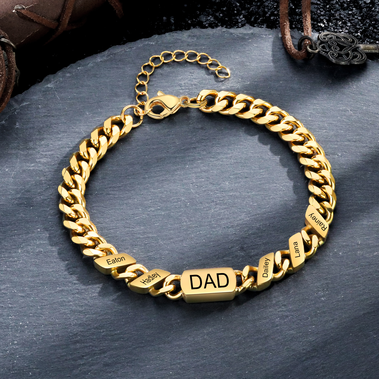 Pulsera de cadena con 1-6 nombres y texto pulsera personalizada para hombre | Jessemade