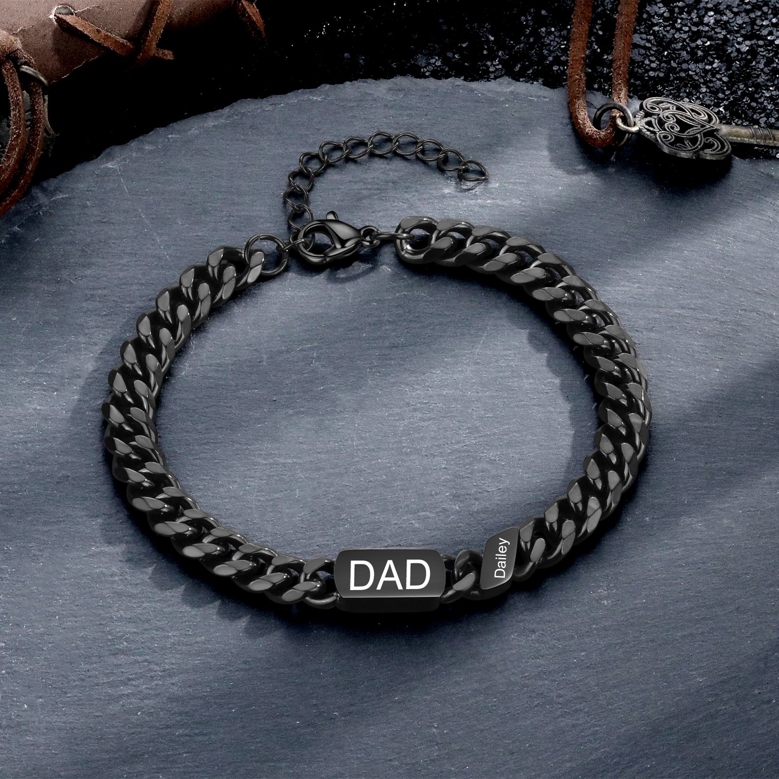 Pulsera de cadena con 1-6 nombres y texto pulsera personalizada para hombre | Jessemade