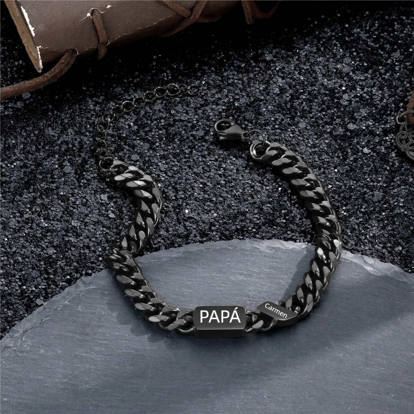 Pulsera de cadena con 1-6 nombres y texto pulsera personalizada para hombre | Jessemade