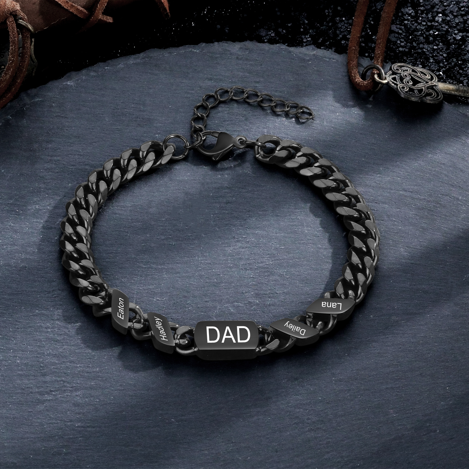 Pulsera de cadena con 1-6 nombres y texto pulsera personalizada para hombre | Jessemade