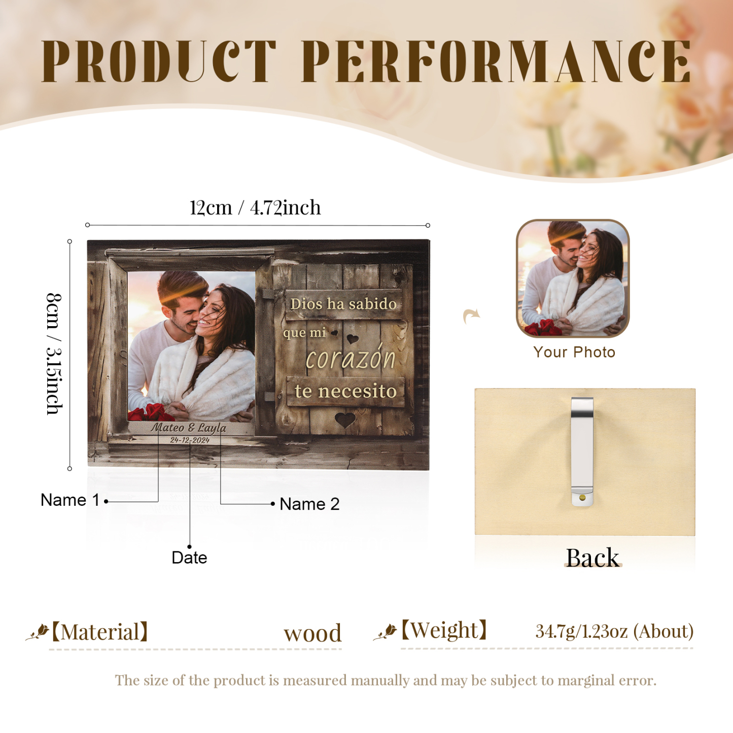 Clip personalizado para el parasol del coche 2 nombres, fecha y foto personalizados para pareja | Jessemade