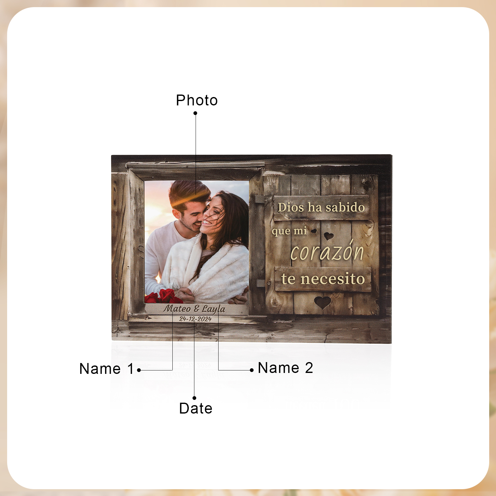 Clip personalizado para el parasol del coche 2 nombres, fecha y foto personalizados para pareja | Jessemade