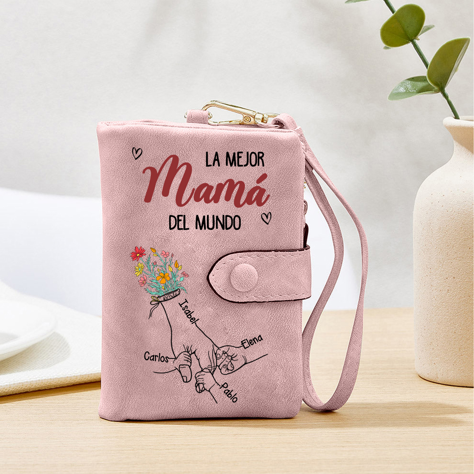Cartera Personalizada «Le Mejor Mamá / Abuela del Mundo» con los Nombres de los Niños
