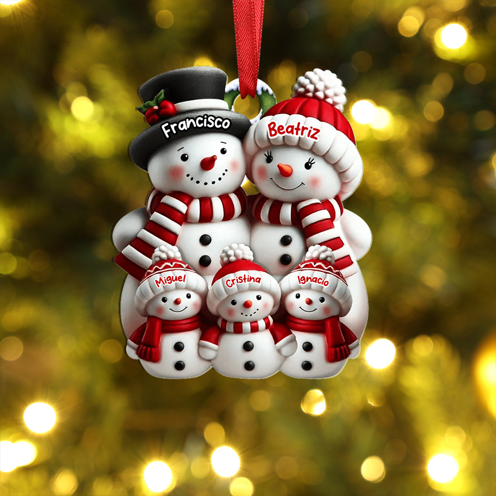 Adorno personalizado para el árbol de Navidad, muñecos de nieve, de 2 a 10 nombres, regalo de Navidad familiar para el abuelo y la abuela | Jessemade