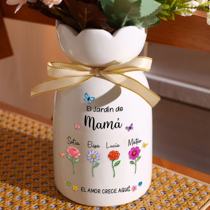 Jarrón personalizado El Jardín de la Abuela con 1 a 10 nombres y flores de nacimiento Regalo para el Día de la Madre o para la abuela | Jessemade