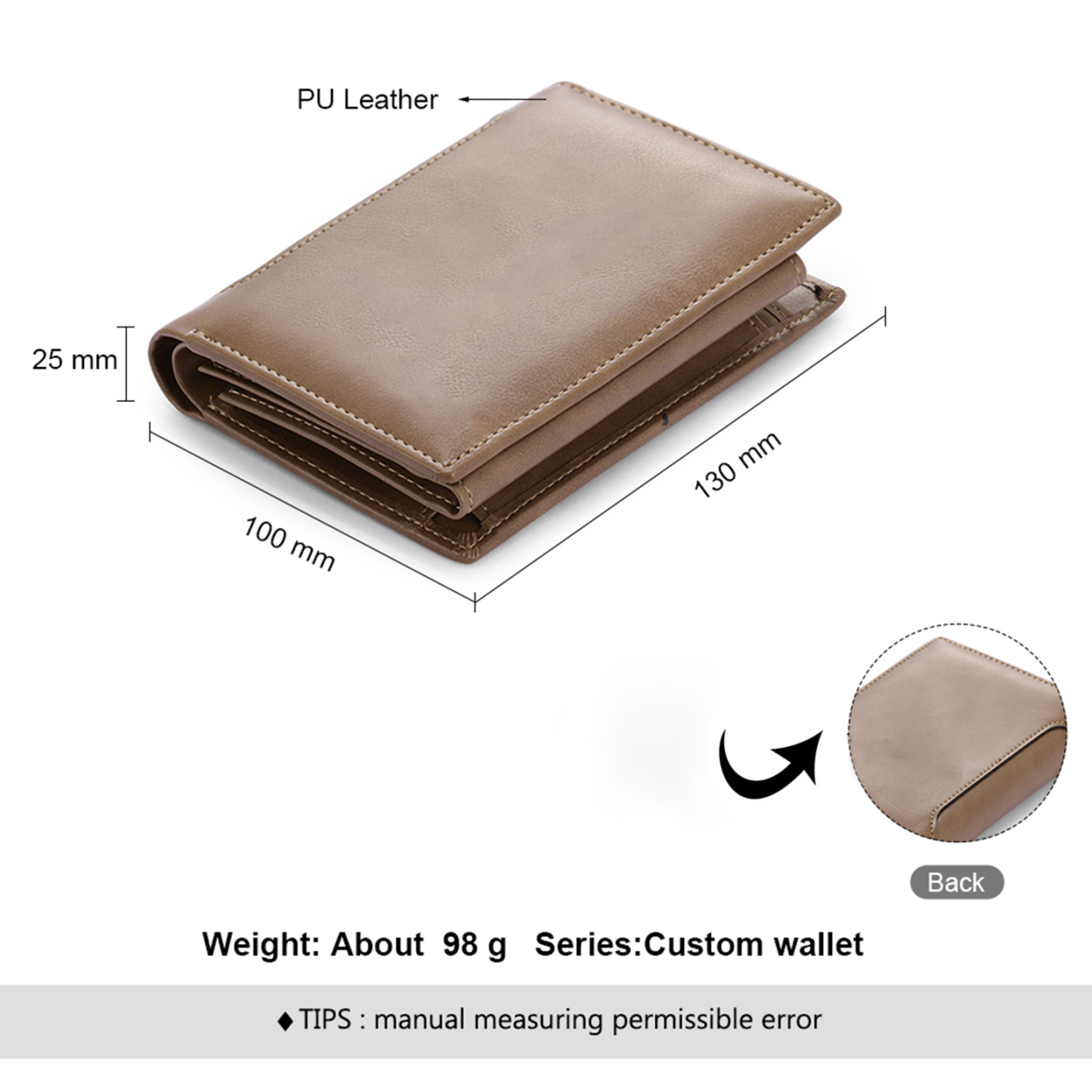 Cartera de cuero marrón personalizada para papá – Choque de puños