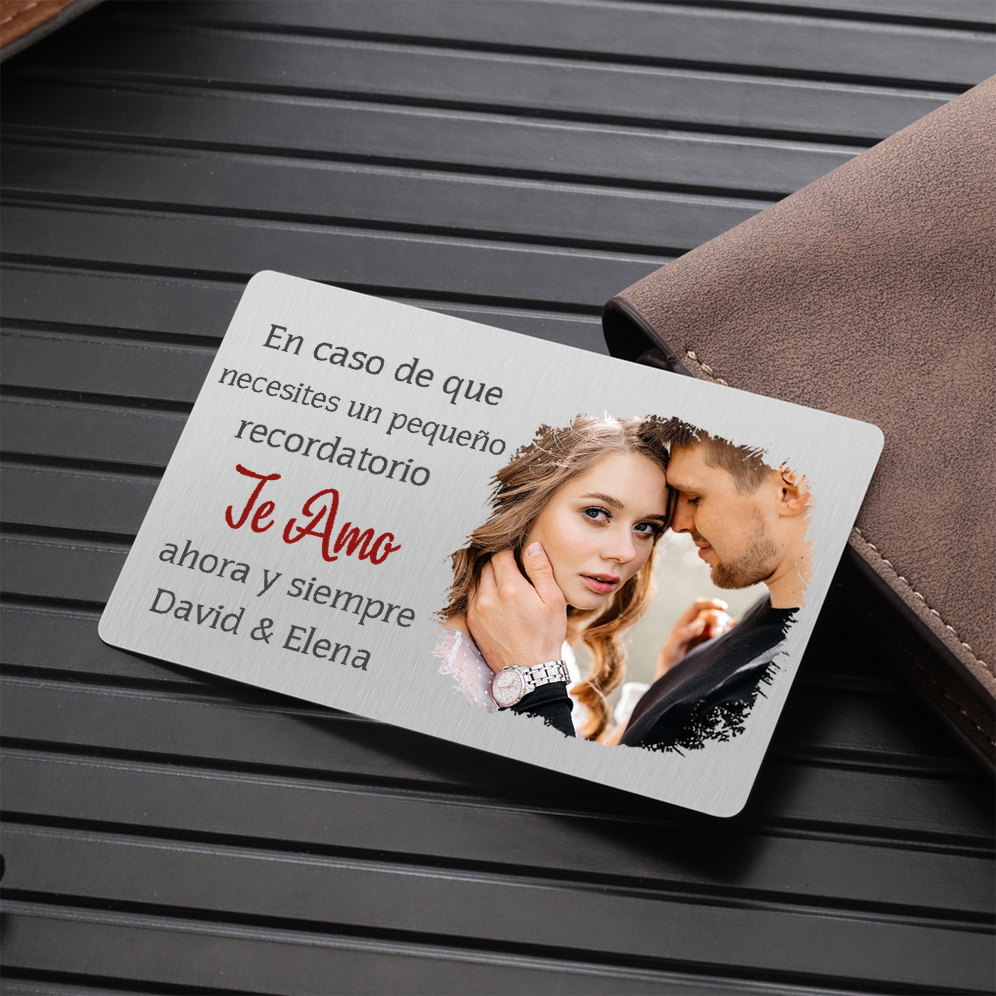 Pareja-Kit de regalo pulseras con dije magnético, cartera y tarjeta con caja 2 letras, texto y foto personalizados | Jessemade