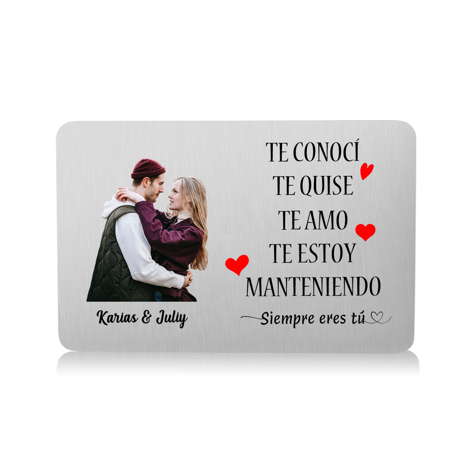 Tarjeta de cartera 2 nombres y foto personalizados con frases amorosos regalo para pareja de San Valentín | Jessemade