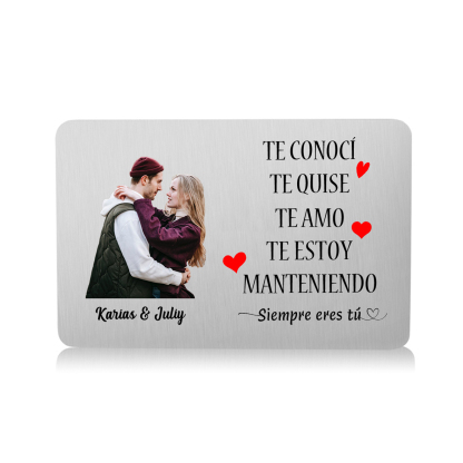 Tarjeta de cartera 2 nombres y foto personalizados con frases amorosos regalo para pareja de San Valentín | Jessemade