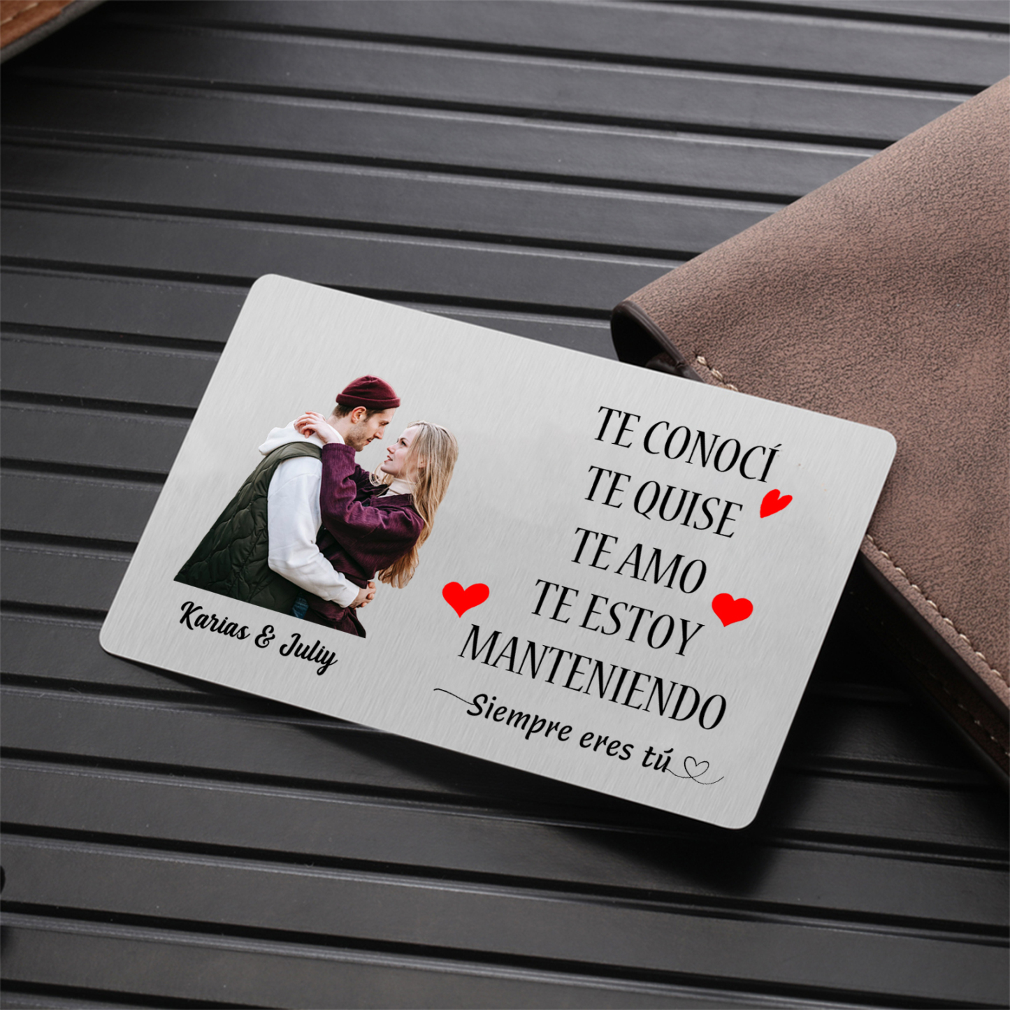 Tarjeta de cartera 2 nombres y foto personalizados con frases amorosos regalo para pareja de San Valentín | Jessemade