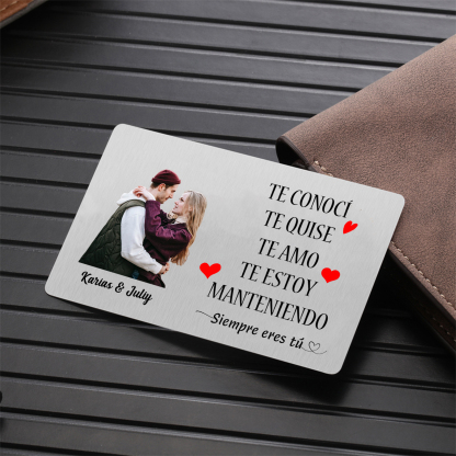 Tarjeta de cartera 2 nombres y foto personalizados con frases amorosos regalo para pareja de San Valentín | Jessemade