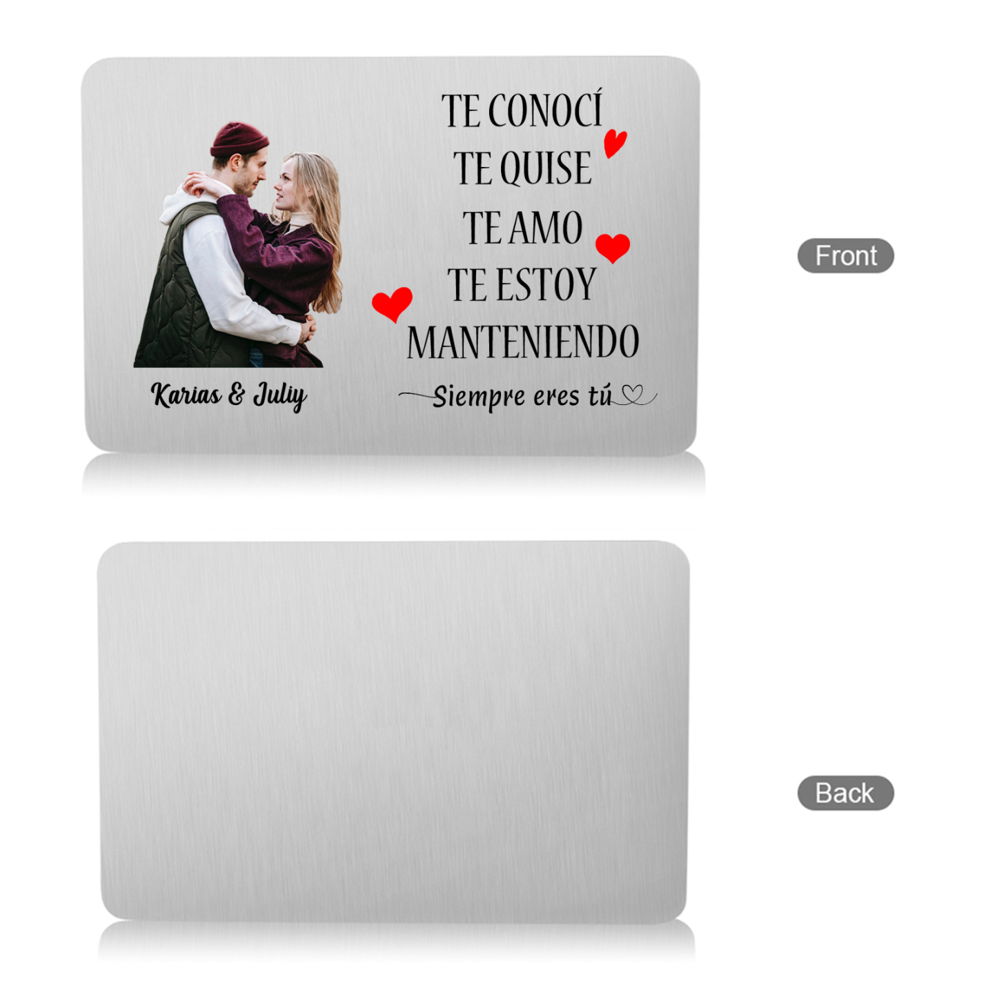 Tarjeta de cartera 2 nombres y foto personalizados con frases amorosos regalo para pareja de San Valentín | Jessemade