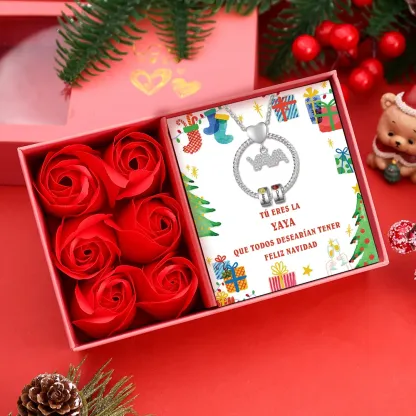 Collar a abuela con colgante de "YAYA" con 2 nombres Y 2 piedras de nacimiento personalizados | Jessemade