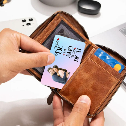 Tarjeta de cartera 2 nombres y foto personalizados con frases amorosos regalo para pareja San Valentín | Jessemade