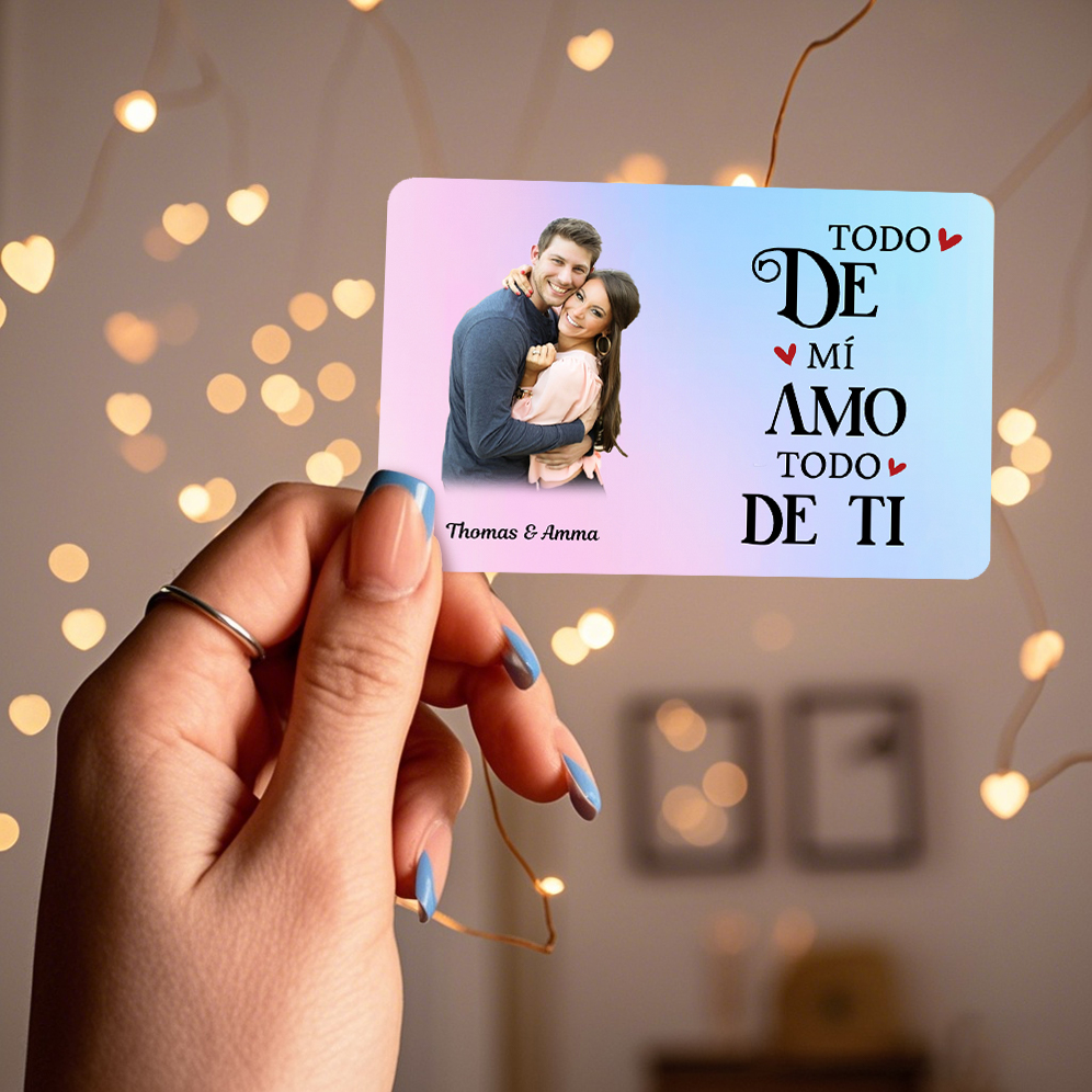 Tarjeta de cartera 2 nombres y foto personalizados con frases amorosos regalo para pareja San Valentín | Jessemade