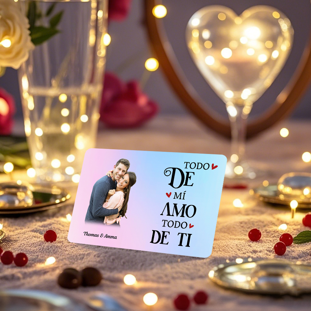 Tarjeta de cartera 2 nombres y foto personalizados con frases amorosos regalo para pareja San Valentín | Jessemade
