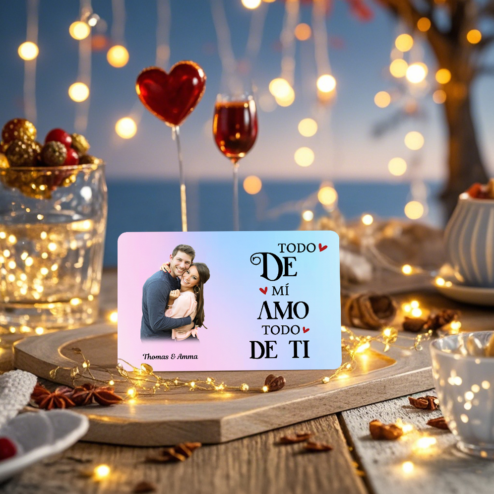 Tarjeta de cartera 2 nombres y foto personalizados con frases amorosos regalo para pareja San Valentín | Jessemade