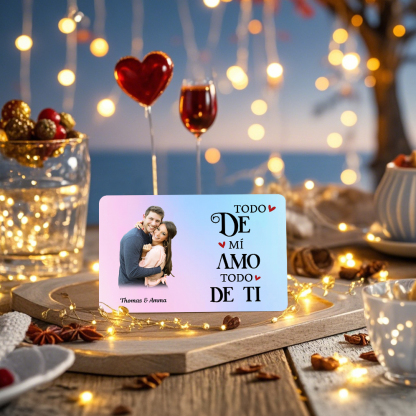 Tarjeta de cartera 2 nombres y foto personalizados con frases amorosos regalo para pareja San Valentín | Jessemade