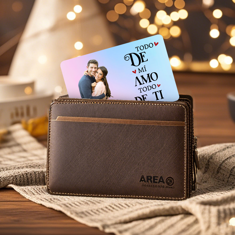 Tarjeta de cartera 2 nombres y foto personalizados con frases amorosos regalo para pareja San Valentín | Jessemade