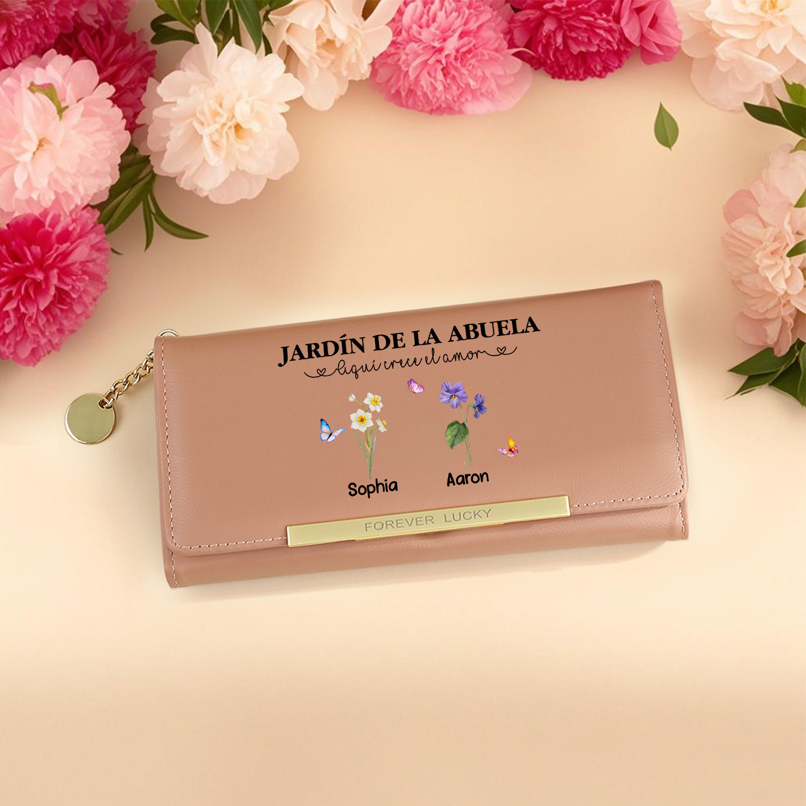Para Abuela - Cartera Personalizado con 1-6 Flores de Nacimiento y Nombres Regalo para el Día de la Madre | Jessemade
