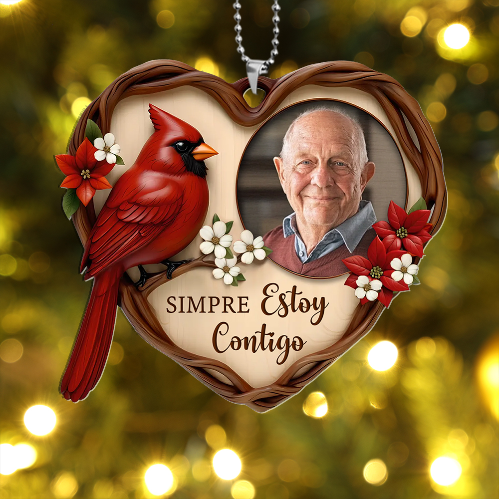 Adorno para árbol de Navidad personalizado con foto conmemorativa de cardenal