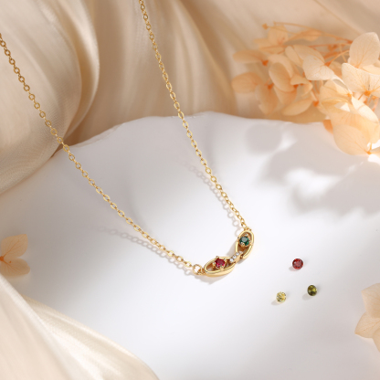 Collar de cadena de oro con 2-5 piedras de nacimiento personalizadas para mujer