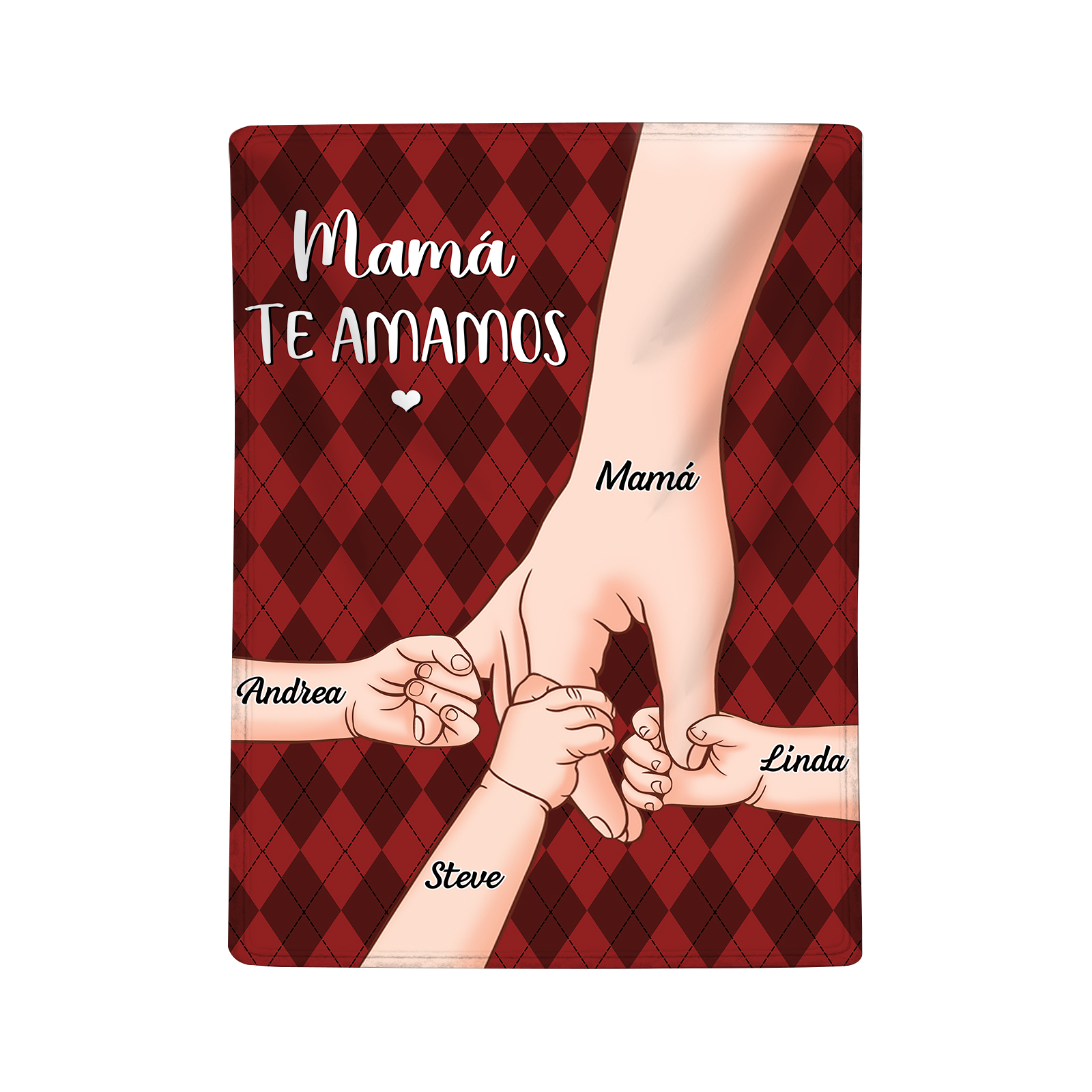 A mi abuela/mamá-Manta de buen calidad mano y mano personalizada con 4 nombres y 2 textos | Jessemade