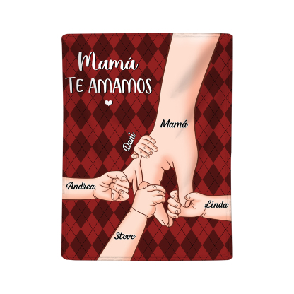 A mi abuela/mamá-Manta de buen calidad mano y mano personalizada con 5 nombres y 2 textos | Jessemade