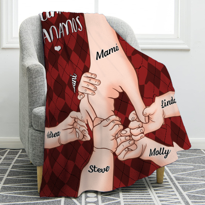 A mi abuela/mamá-Manta de buen calidad mano y mano personalizada con 6 nombres y 2 textos | Jessemade