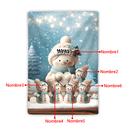 A mi abuela/mamá-Manta de buen calidad muñeco de nieve personalizada con 6 nombres | Jessemade