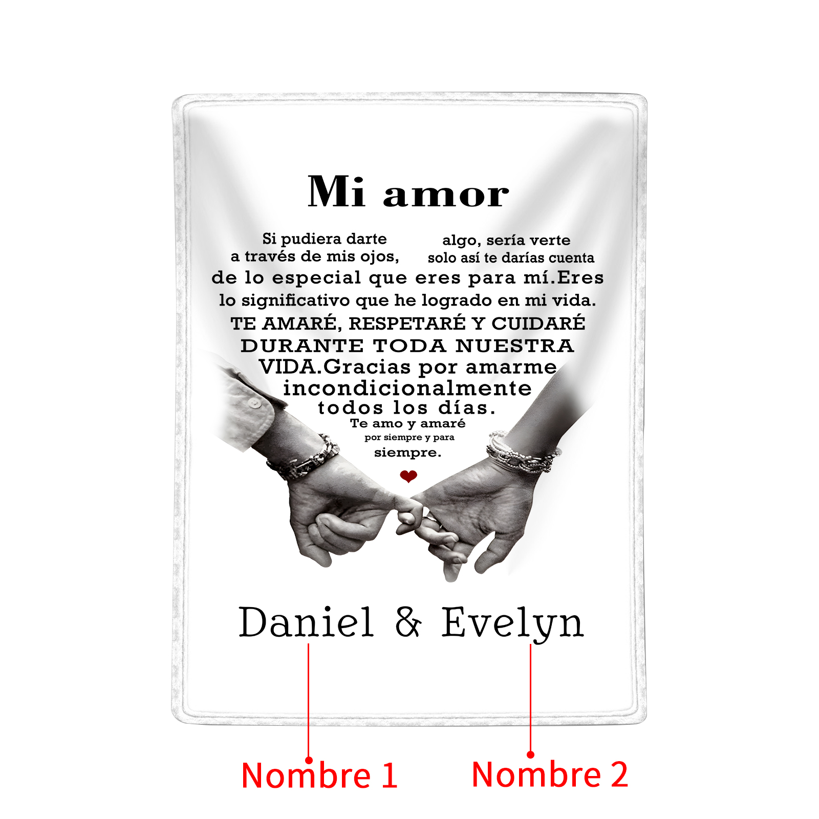 Pareja-Manta para pareja dedos cogidos 2 nombres personalizados | Jessemade
