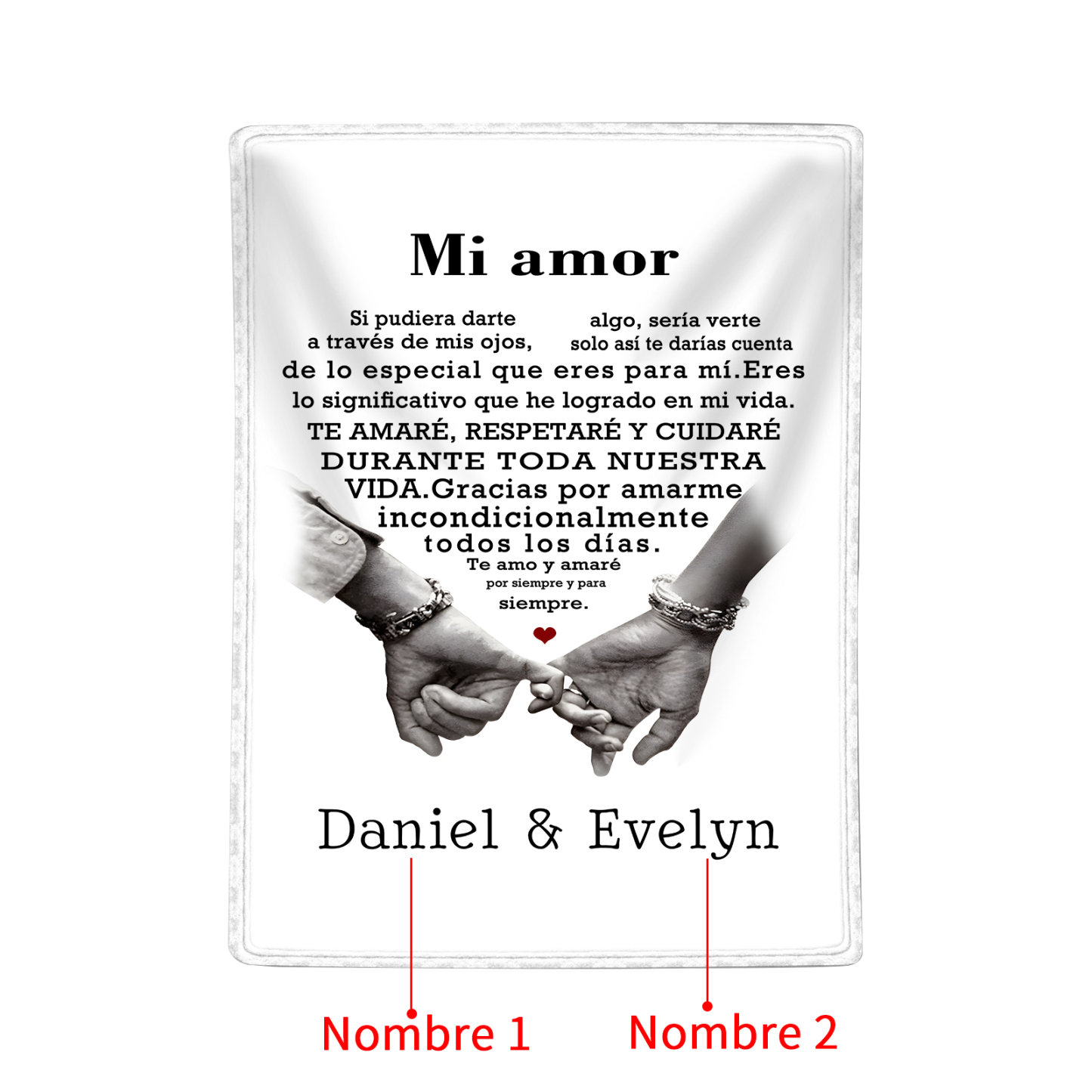 Pareja-Manta para pareja dedos cogidos 2 nombres personalizados | Jessemade