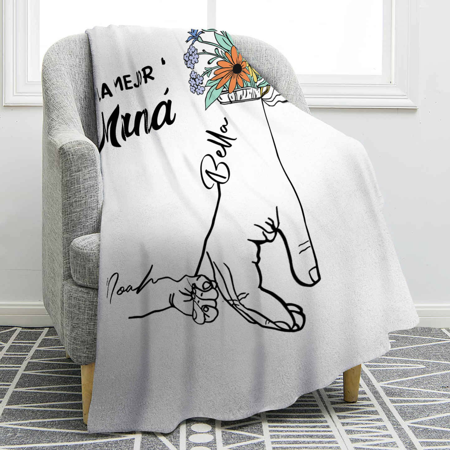 A mi mamá-Manta de buen calidad mano con mano y personalizada con 2 nombres | Jessemade